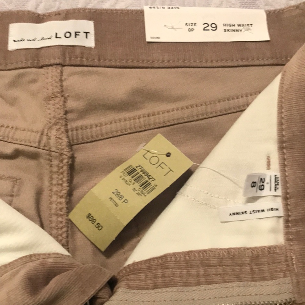 Ladies size 8 petite corduroy jeans, color tan/khaki, new